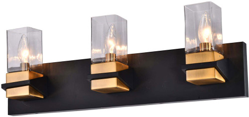 Vinci VL9323-3AB/BK Modern Aged Brass / Black 3-Light Vanity Light Fixture