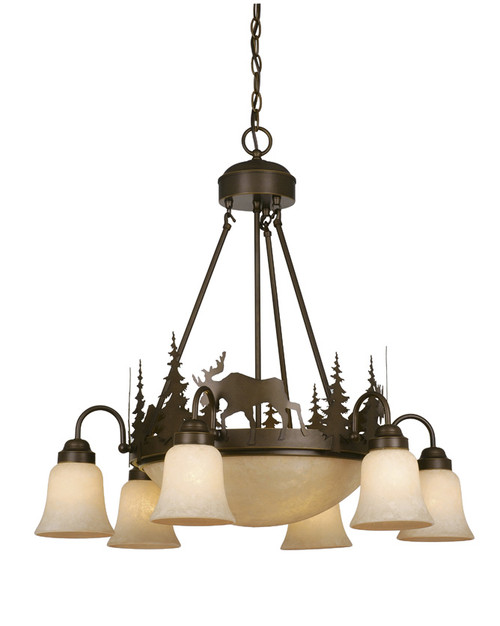Vaxcel CH55606BBZ Yellowstone Rustic Burnished Bronze Finish 27" Tall Hanging Chandelier