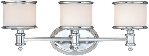 Vaxcel CR-VLU003CH Carlisle Chrome Finish 7.5" Wide 3-Light Vanity Lighting Fixture