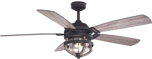 Vaxcel F0055 Barnes Matte Black and Rustic Oak LED Ceiling Fan