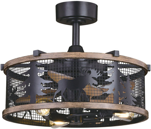 Vaxcel F0103 Kodiak Rustic Black and Burnished Teak LED Home Ceiling Fan