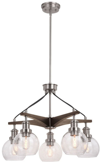 Vaxcel H0256 Avondale Modern Satin Nickel and Dark Sycamore Lighting Chandelier