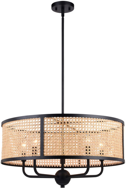 Vaxcel P0395 Berens Contemporary Matte Black Drum Ceiling Pendant Light