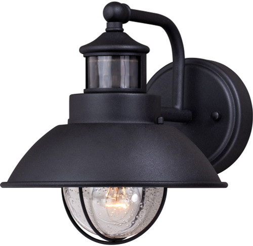 Vaxcel T0260 Harwich Textured Black Dusk To Dawn Motion Sensor Outdoor Wall Lighting