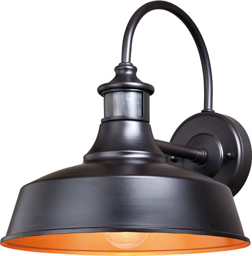 Vaxcel T0387 Dorado Contemporary Dark Bronze Inner Light Gold Exterior Dusk To Dawn Motion Detector Wall Sconce Lighting