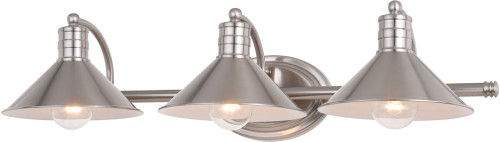 Vaxcel W0377 Akron Contemporary Satin Nickel and Matte White 3-Light Bathroom Sconce