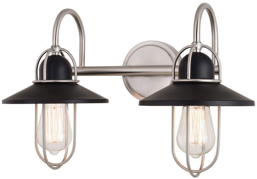 Vaxcel W0402 Galena Contemporary Matte Black and Satin Nickel 2-Light Vanity Light