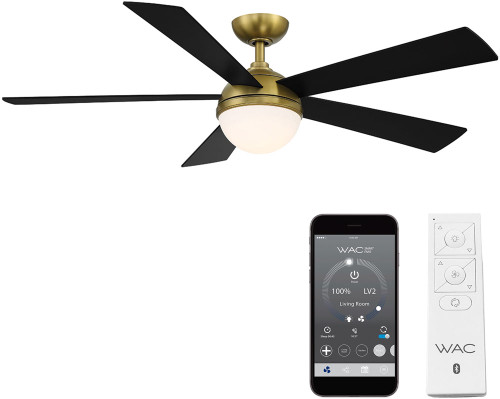 WAC Lighting F-053L-SB/MB Eclipse Contemporary Soft Brass Matte Black LED Indoor / Outdoor 54" Home Ceiling Fan