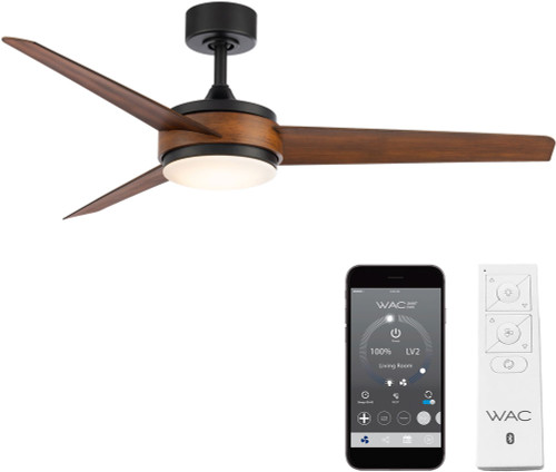 WAC Lighting F-054L-MB/DK Mod Contemporary Matte Black Distressed Koa LED Indoor / Outdoor 54" Home Ceiling Fan