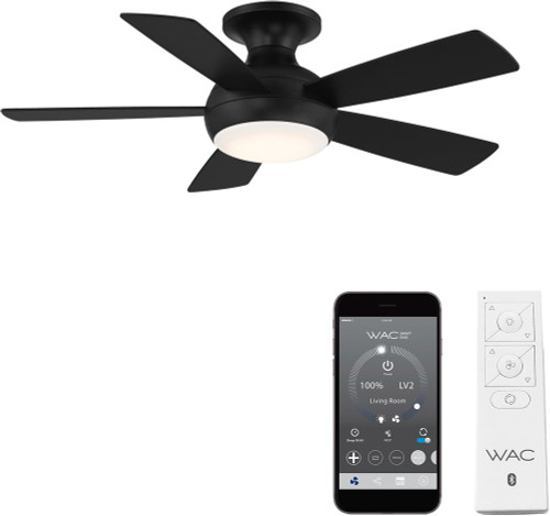 WAC Lighting F-034L-MB Odyssey Modern Matte Black LED Interior / Exterior 44" Ceiling Fan