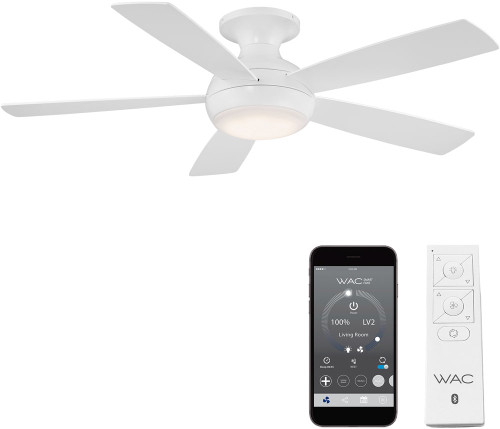WAC Lighting F-035L-MW Odyssey Modern Matte White LED Interior / Exterior 52" Ceiling Fan