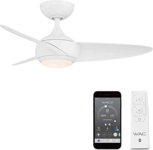 WAC Lighting F-094L-MW Loft Modern Matte White Interior / Exterior 38" Home Ceiling Fan