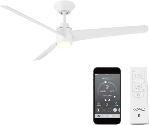 WAC Lighting F-109L-MW Novelle Modern Matte White LED 52" Indoor / Outdoor Home Ceiling Fan