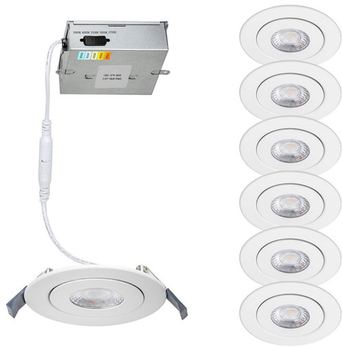 WAC Lighting R6ERAR-W9CS-WT-6 Lotos Contemporary White LED Down Lighting Complete Kit (Pack of 6)