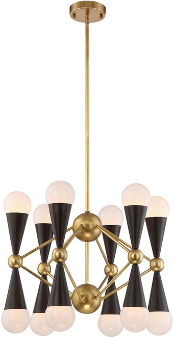 Zeev Lighting CD10169/12/AGB+MBK Crosby Modern Aged Brass / Matte Black Mini Lighting Chandelier