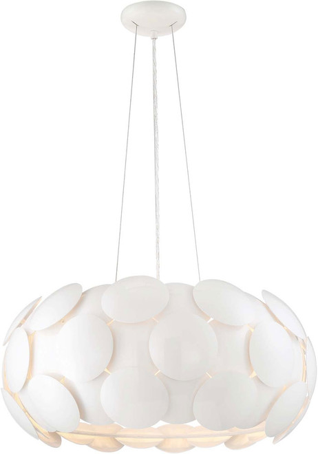 Zeev Lighting CD10188/6/GWH Crown Contemporary Gloss White 20" Pendant Lamp