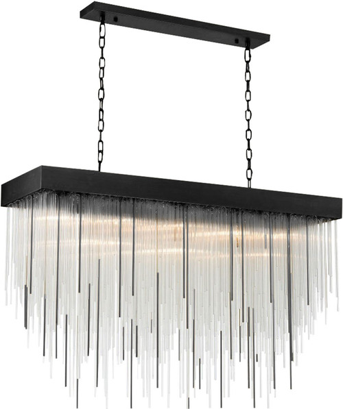 Zeev Lighting CD10414/27/SBB Waterfall Contemporary Satin Brushed Black Kitchen Island Light