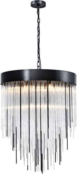Zeev Lighting CD10420/9/SBB Waterfall Modern Satin Brushed Black 24" Lighting Pendant