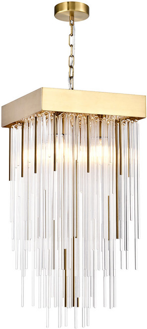 Zeev Lighting P30107/4/P-AGB Waterfall Contemporary Aged Brass Foyer Lighting