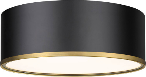 Z-Lite 2303F3-MB-RB Arlo Contemporary Matte Black & Rubbed Brass 16" Flush Mount Lighting Fixture