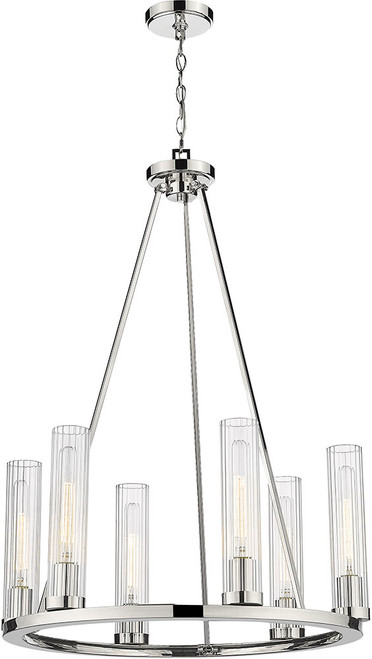 Z-Lite 3031-6PN Beau Contemporary Polished Nickel 26" Chandelier Light
