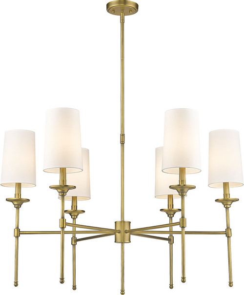 Z-Lite 3033-6RB Emily Rubbed Brass 38" Ceiling Chandelier