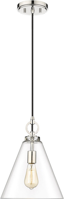 Z-Lite 3034P11-PN Harper Contemporary Polished Nickel 11.5" Mini Ceiling Light Pendant
