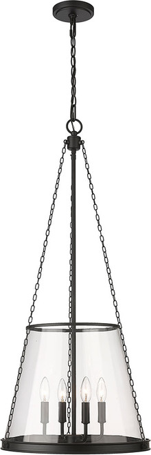 Z-Lite 341P18-MB Prescott Modern Matte Black 18" Foyer Lighting Fixture