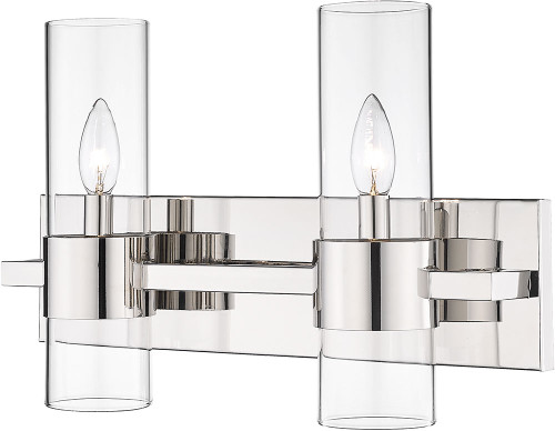 Z-Lite 343-2V-PN Lawson Contemporary Polished Nickel 2-Light Bathroom Vanity Light Fixture
