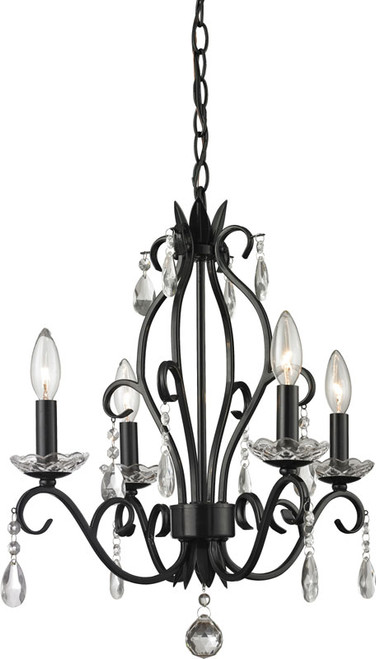 Z-Lite 425MB Princess Chandeliers Traditional Matte Black 17.125" Wide Mini Chandelier Light