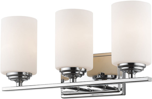Z-Lite 435-3V-CH Bordeaux Chrome 3-Light Bathroom Wall Sconce