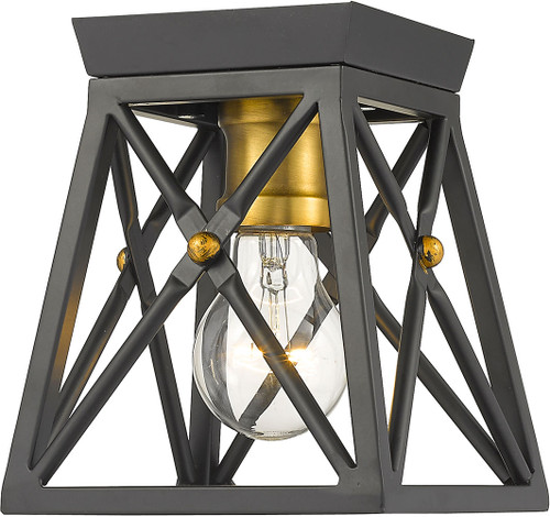 Z-Lite 447F1-MB-OBR Trestle Matte Black and Olde Brass Overhead Light Fixture