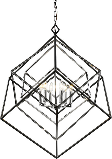Z-Lite 457-6CH-MB Euclid Modern Chrome + Matte Black 35.5" Ceiling Chandelier