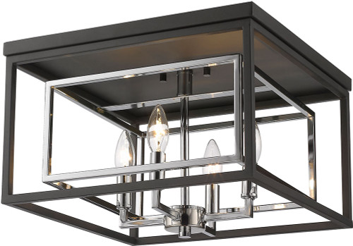 Z-Lite 457F-CH-MB Euclid Modern Chrome / Matte Black Ceiling Light Fixture