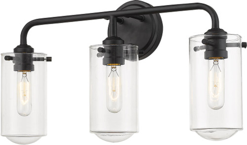 Z-Lite 471-3V-MB Delaney Modern Matte Black 3-Light Bathroom Vanity Light