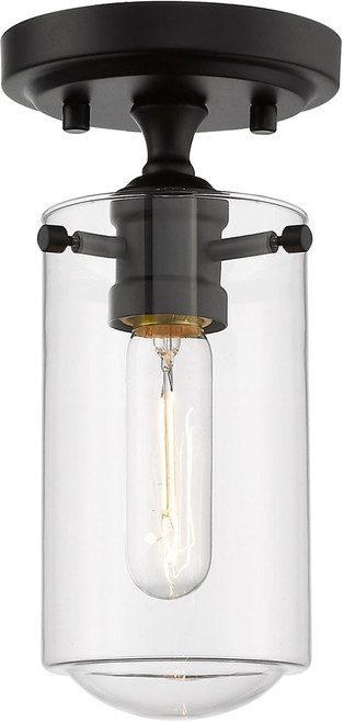 Z-Lite 471F1-MB Delaney Modern Matte Black Flush Ceiling Light Fixture