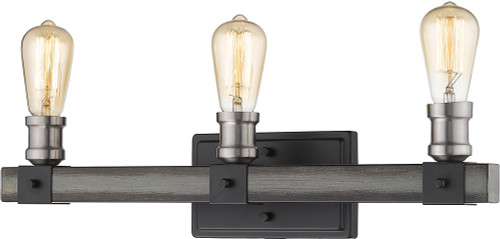 Z-Lite 472-3V-ABB Kirkland Contemporary Ashen Barnboard 3-Light Bath Wall Sconce