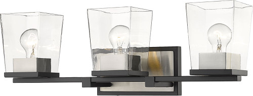Z-Lite 475-3V-MB-BN Bleeker Street Matte Black and Brushed Nickel 3-Light Bathroom Vanity Light