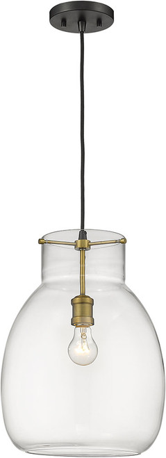 Z-Lite 476P-MB-OBR Bella Matte Black and Olde Brass Pendant Hanging Light
