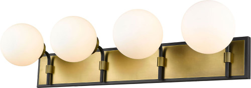 Z-Lite 477-4V-MB-OBR Parsons Contemporary Matte Black / Olde Brass 4-Light Vanity Lighting