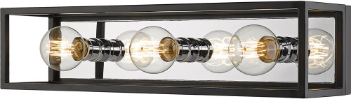 Z-Lite 480-3V-MB-CH Kube Modern Matte Black / Chrome 3-Light Bathroom Light Sconce