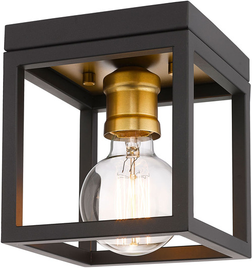 Z-Lite 480F1-BRZ-OBR Kube Modern Bronze / Olde Brass Flush Lighting