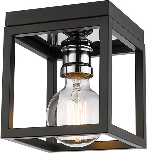 Z-Lite 480F1-MB-CH Kube Contemporary Matte Black / Chrome Overhead Lighting
