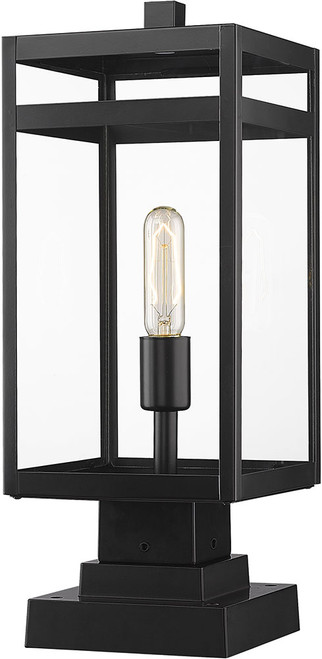 Z-Lite 596PHMS-SQPM-BK Nuri Contemporary Black Exterior Lamp Post Light Fixture