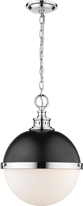 Z-Lite 619P14-MB-CH Peyton Modern Matte Black & Chrome Pendant Lighting Fixture