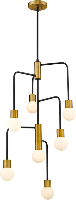 Z-Lite 621-7MB-FB Neutra Modern Matte Black / Foundry Brass Mini Lighting Chandelier