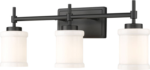Z-Lite 622-3V-MB Cadoc Modern Matte Black 3-Light Bathroom Lighting Fixture