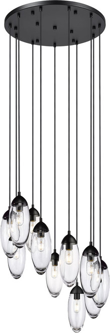 Z-Lite 651P-11R-MB Arden Contemporary Matte Black 24" Multi Hanging Lamp