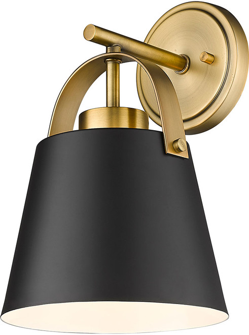Z-Lite 726-1S-MB+HBR Z-Studio Contemporary Matte Black & Heritage Brass Wall Lighting Sconce