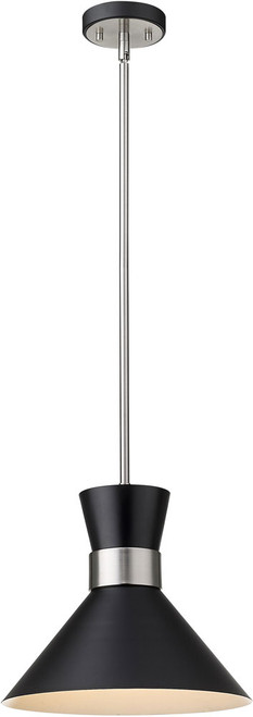 Z-Lite 728P13-MB-BN Soriano Contemporary Matte Black / Brushed Nickel Pendant Lighting
